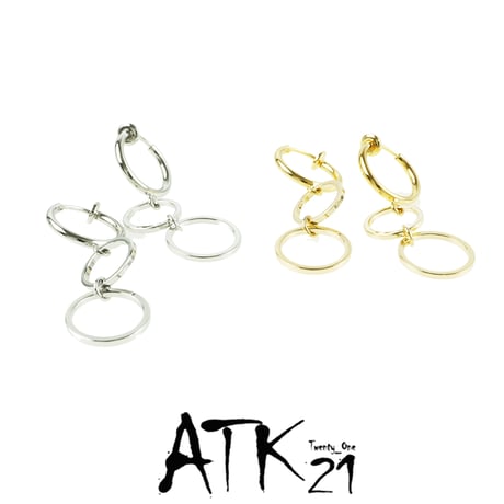 両耳用（2点セット）シンプル 3連フープフェイクピアス ノンホール パイプイヤリング メンズ レディース ユニセックス アクセサリー：FP190705