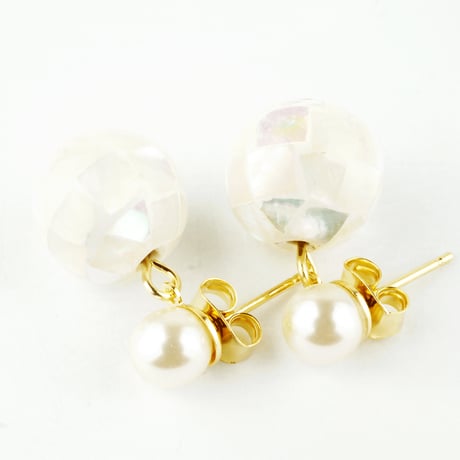 パール シェルマテリアル 貝殻 カラー 揺れる スタッド ピアス おしゃれ レディース アクセサリー：PKS160301