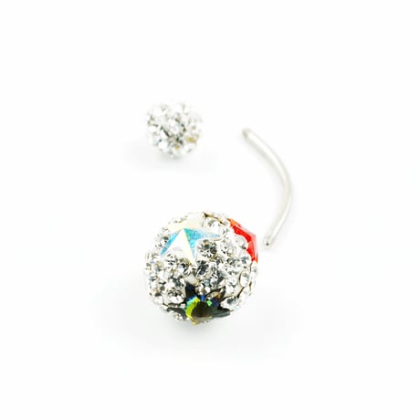 へそピアス 16G パヴェ バナナバーベル ネイブル ボディピアス スワロフスキー サージカルステンレス316L アクセサリー：NP170401