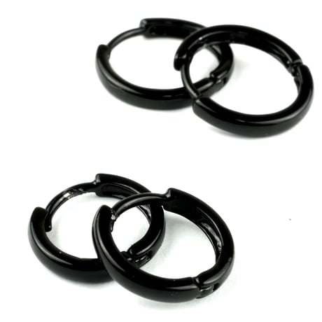 両耳用（2個セット） シンプル  ミニフープピアス  ミニリングピアス   ブラックカラー  ブラスピアス  メンズ  レディース  アクセサリー
