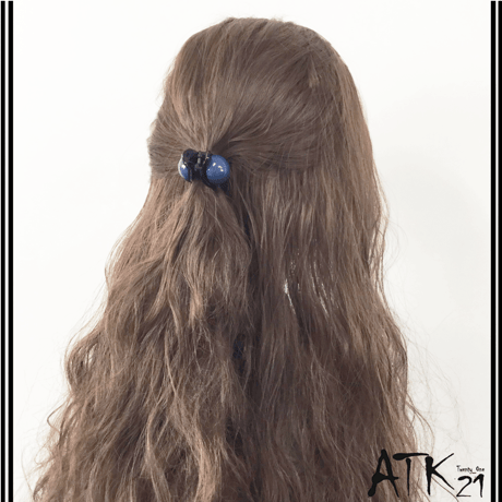 ダークカラー 一粒 サークル バンスクリップ ミニバンス しっかりホールド 簡単ヘアアレンジ 髪留め ：HBM1801201