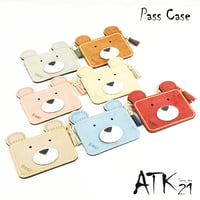 Bear くまちゃん モチーフ スエード パスケース  カードケース カードホルダー ICカード キーホルダー アクセサリー：PC180203
