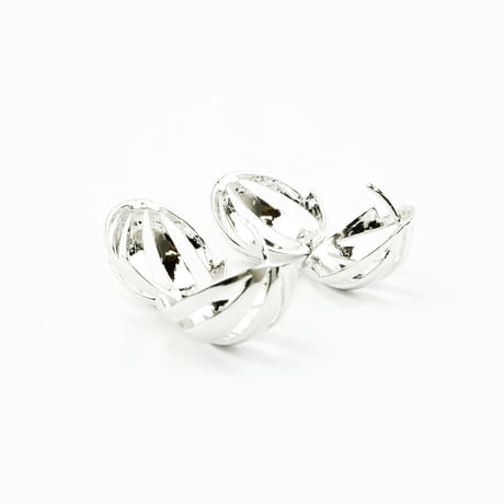 両耳用（2個セット）透かし ストライプ ボール フープピアス 18G シルバー ブラック シンプル 上品 リッチ レディース アクセサリー:HPB170502