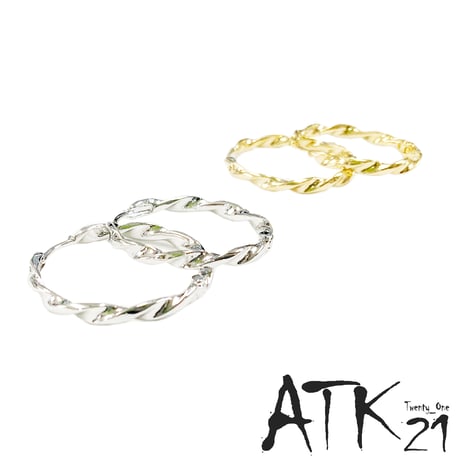 両耳用（2点セット）ツイスト フープピアス リングピアス シンプル メンズ レディース ユニセックス アクセサリー：HPB180613