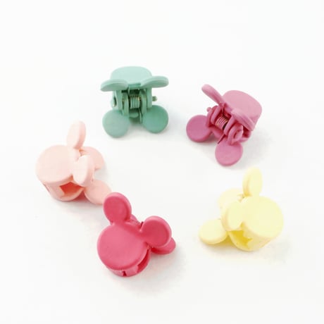 （5個セット） ミッキー パステルカラー ミニバンスクリップ プチヘアクリップ かわいい キッズ レディース ヘアアクセサリー：HBS170206