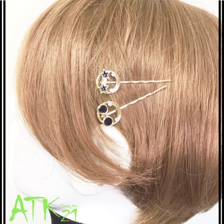 (3点セット)スマイル スター  ヘアピン ヘアクリップ セット 髪どめ 前髪 レディース ヘアアクセサリー：HAS171203