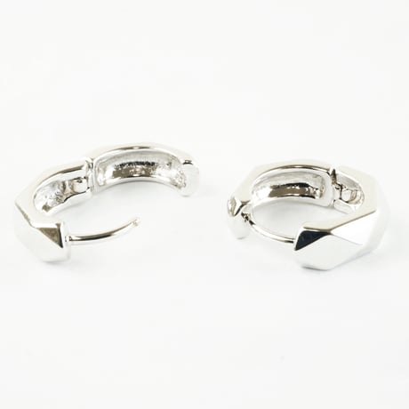 両耳用（2個セット） ◇ ひし形カット ◇ シンプル ミニフープピアス ミニリングピアス シルバー ブラスピアス メンズ レディース アクセサリー