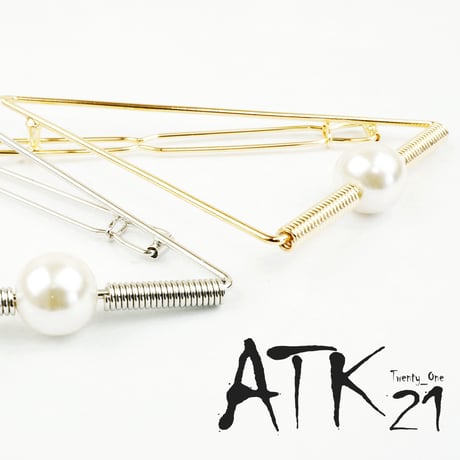 トライアングルクリップ フレームピン 一粒パール ヘアクリップ 髪留め 髪飾り ヘアアクセサリー：HP160601