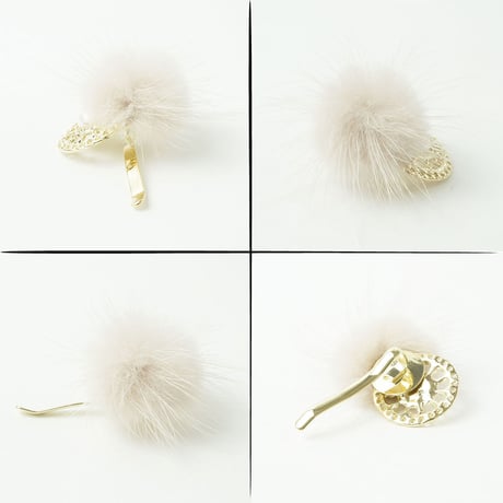 ファー 透かしサークル パール ヘアフック ヘアカフス ポニーフック ヘアクリップ レディース ヘアアクセサリー：HF180902