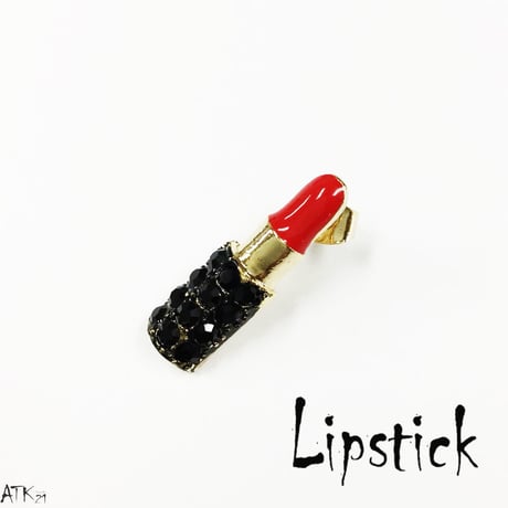 LIP 口紅 唇 リップ アシンメトリー ピアス ラインストーン キラキラ カラー  ゴールド シルバー  レディース  アクセサリー：PAS160201