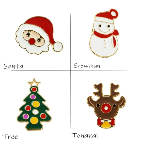 Merry Christmas ピンバッチ バッチ サンタクロース クリスマスツリー トナカイ 雪だるま sunomann メンズ レディース ユニセックス アクセサリー