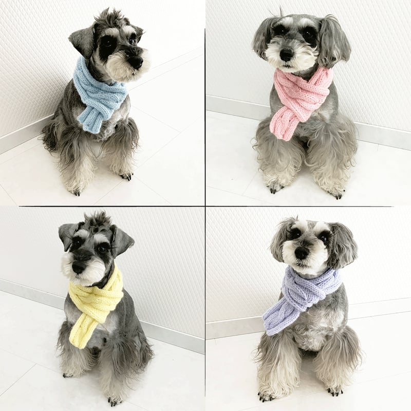 ハンドメイド 手作り 犬用マフラー 縄編みマフラー 愛犬 寒がりの