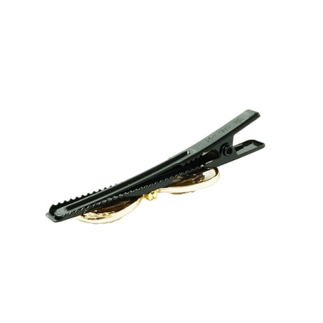 リボン モチーフ パヴェ ラインストーン ゴールド  ブラック ヘアクリップ ダッカール くちばしクリップ 上品 大人アクセ 簡単ヘアアレンジ レディース ヘアアクセサリー：HD180601