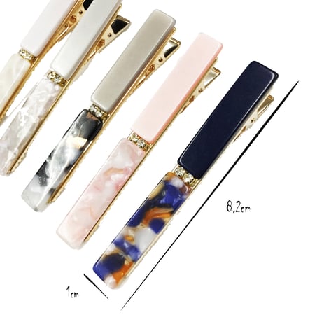 マーブル模様 ストーン 上品 ヘアピン ヘアクリップ ダッカール くちばしクリップ 簡単ヘアアレンジ レディース ヘアアクセサリー：HD180205