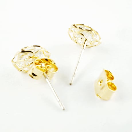 透かし 華奢で豪華な ローズ 薔薇 モチーフ ピアス ジルコニア シルバー ゴールド ピンクゴールド ジュエリー　アクセサリー