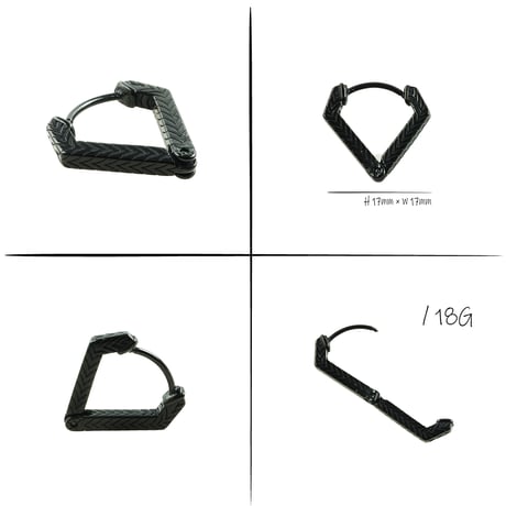 片耳用（1個売り）シンプル トライアングル 三角形 フープピアス ステンレスピアス Surgical Steel 316L  18G メンズ レディース ユニセックス アクセサリー