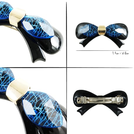 リボン アクリルストーン 上品 シンプル バレッタ 大人アクセ ヘアクリップ 髪留め 簡単ヘアアレンジ レディース ヘアアクセサリー：HV190102