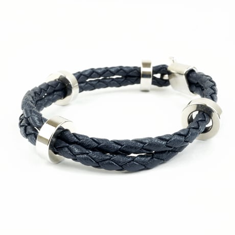 ２連 ２ライン ３リング レザーブレスレット メンズブレスレット メンズアクセサリー ユニセックス アクセサリー：MB140203