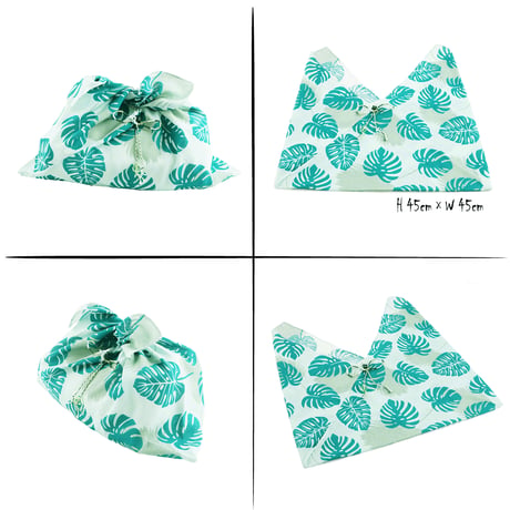 リーフ柄 あずま袋 手ぬぐい 手作り ハンドメイド エコバック お弁当袋 ちょこっとお出かけ ご近所コーデ 浴衣 レディース おしゃれ 雑貨：EB200601