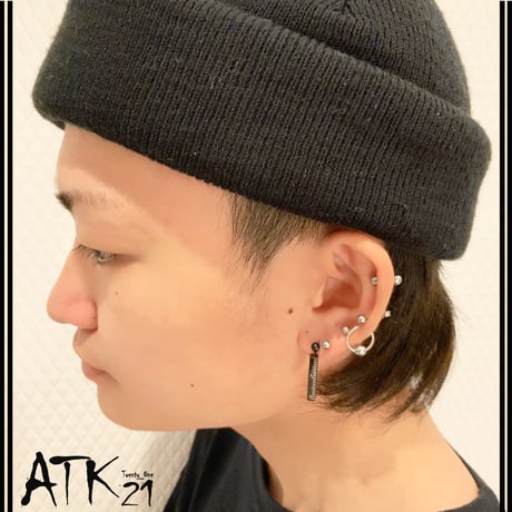 片耳用（1個売り）ものさしモチーフ 定規ピアス ボディピアス リングピアス ステンレス 16G サージカルステンレス316L メンズ レディース ユニセックス アクセサリー：MBS191208