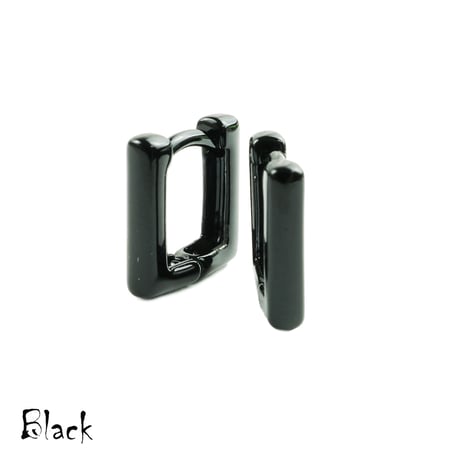 両耳用（2点セット）シンプル スクエア フープピアス リングピアス ブラック シルバー 18G  メンズ レディース ユニセックス アクセサリー：PHB180701 S