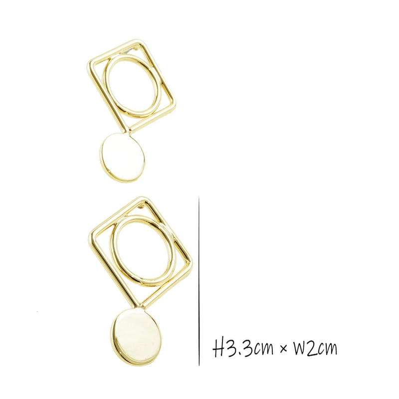 スクエア サークル 個性的 ピアス シンプル スタッドピアス 大人アクセ