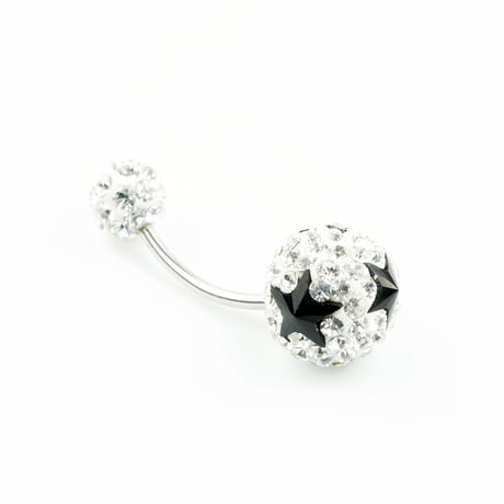へそピアス 16G パヴェ バナナバーベル ネイブル ボディピアス スワロフスキー サージカルステンレス316L アクセサリー：NP170401