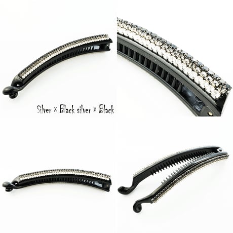3連 ラインストーン バナナクリップ シンプル 上品 きれい目コーデ 簡単ヘアアレンジ レディース ヘアアクセサリー：BNN170301