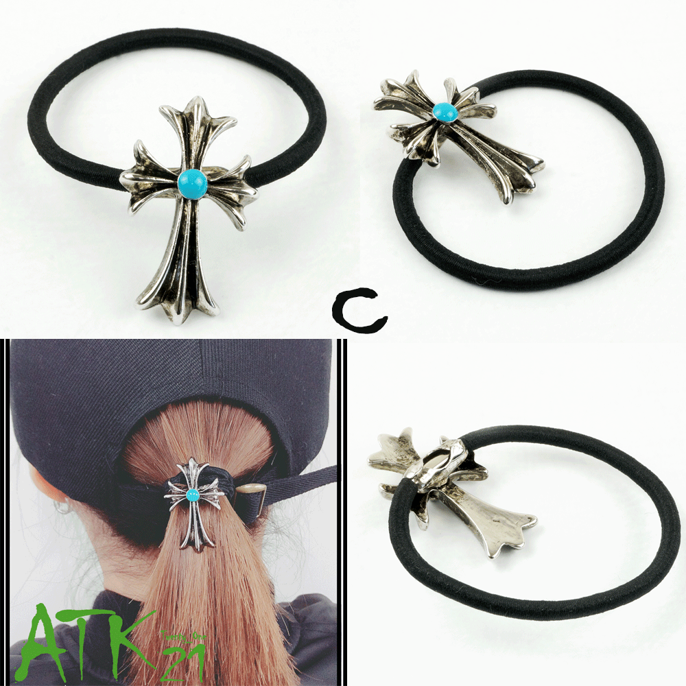 ジャラジャラヘアゴム アンティークターコイズ ターコイズ ヘアゴム01