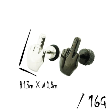 両耳用（2点セット）fuck ファックサイン 16G ステンレスピアス Surgical Steel 316L 軟骨 ボディピアス メンズ レディース ユニセックス アクセサリー：MPS180102