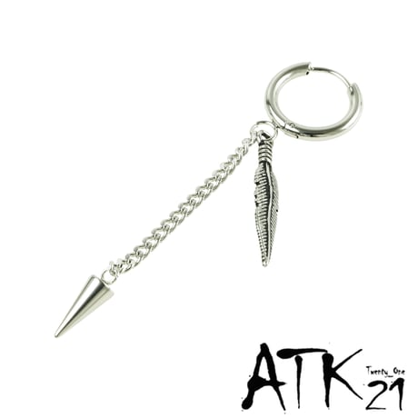 片耳用（1個売り）フープ チェーン コーン リーフ 揺れる 18G ステンレスピアス Surgical Steel 316L メンズ レディース ユニセックス アクセサリー：MPS190603