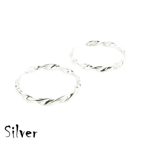 両耳用（2点セット）ツイスト フープピアス リングピアス シンプル メンズ レディース ユニセックス アクセサリー：HPB180613