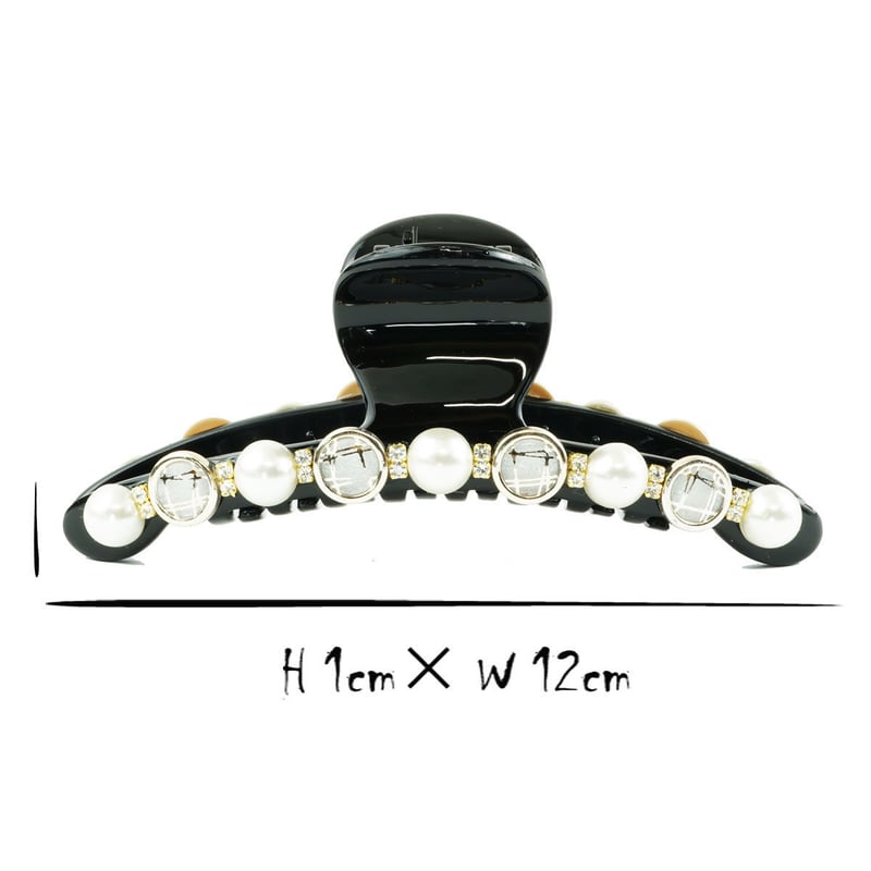 パール ブラック ビジュー ラインストーン 上品 バンスクリップ