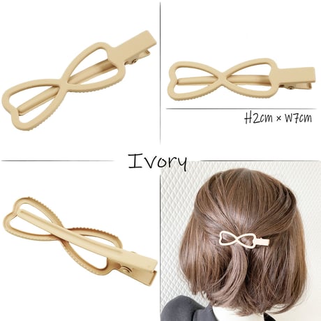 マットカラー リボンモチーフ りぼん Ribbon ヘアクリップ 髪留め 前髪 サイド留め 簡単ヘアアレンジ キッズ 子供 大人可愛い レディース ヘアアクセサリー