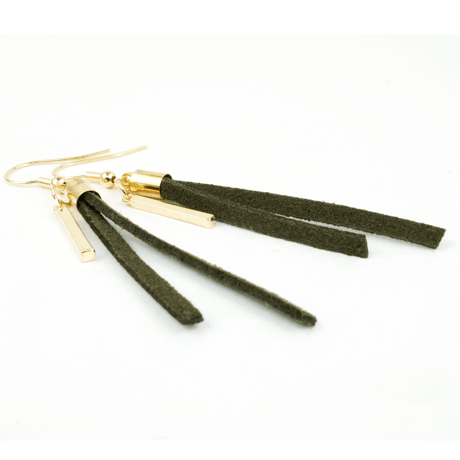 スエード フリンジ タッセル バー フックピアス レディース アクセサリー：PKL160801