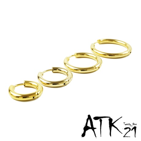 片耳用（1個売り）Gold リングピアス フープピアス シンプル 18G ステンレスピアス Surgical Steel 316L メンズ レディース ユニセックス アクセサリー：HPS191203
