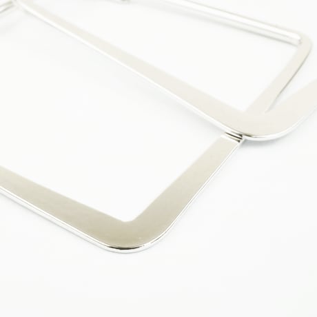 オープンスクエア シンプル フープ リング ピアス シルバー レディース アクセサリー：PL160607