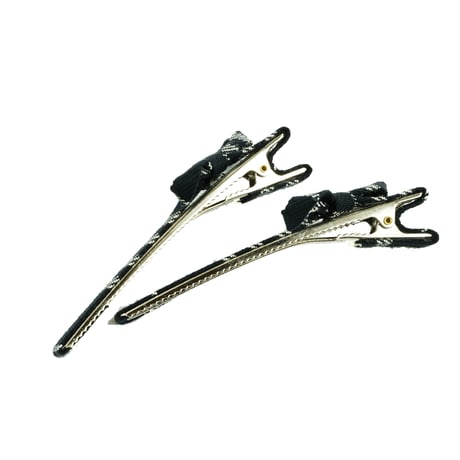 （2点セット）リボン ハウスチェック  ヘアクリップ ダッカールクリップ 前髪 髪留め レディース 大人可愛い ヘアアクセサリー ：HD180201