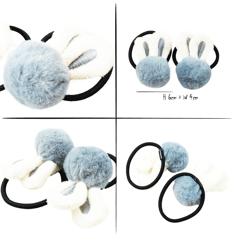 キッズヘアゴム ♡ミンクファーハート♡ツイン♡リボン♡ベージュ