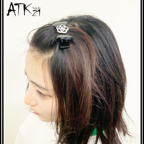 カメリア リボン ヘアクリップ ダッカール 髪留め  しっかりホールド 簡単ヘアアレンジ レディース ヘアアクセサリー