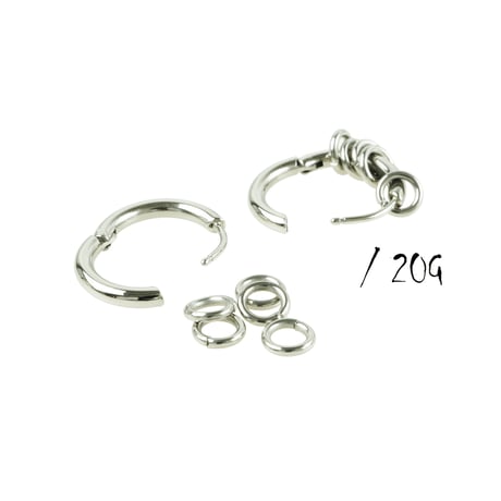 両耳用（2点セット）フープ サークル ピアス 5連  20G サージカルステンレスピアス 316L メンズ レディース ユニセックス アクセサリー：HPS190701
