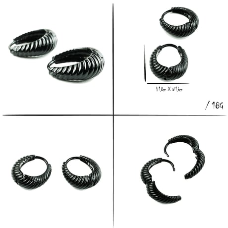 両耳用（L／2点セット）シンプル ツイスト フープピアス リングピアス ブラック シルバー ゴールド レディース アクセサリー：PHB180802L