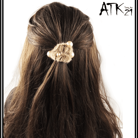 パール付き ファー ふわふわ シュシュ ヘアゴム 簡単ヘアアレンジ ヘアポニー ハーフアップ まとめ髪 髪留め レディース ヘアアクセサリー：FSS191001
