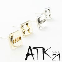 両耳用（2個セット）LEGO レゴ モチーフ スタッド ピアス アシンメトリーピアス Silverpost925 シルバー ゴールド メンズ レディース ユニセックス アクセサリー：SP250501