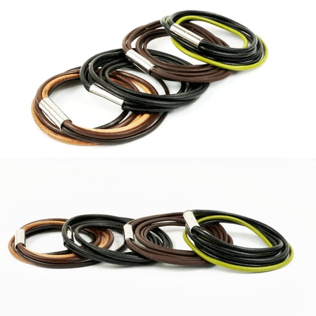 3連 マグネット レザー ブレス ブレスレット チョーカー ネックレス メンズ レディース ユニセックス アクセサリー：B140206