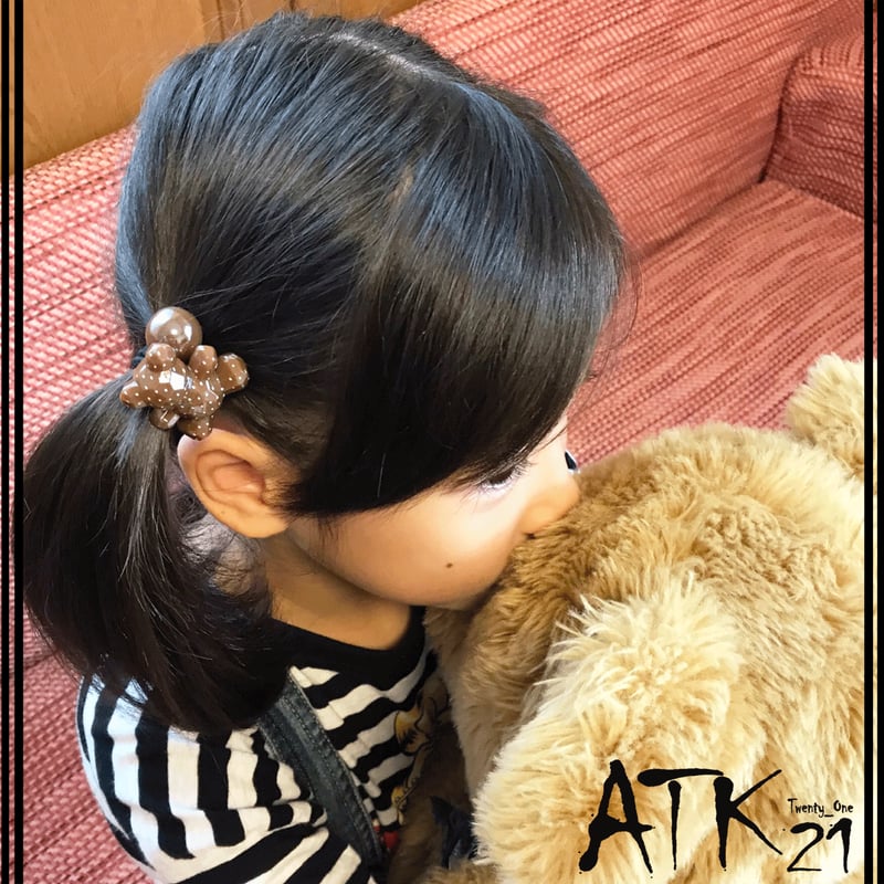 2点セット） ベアー cute くまちゃん 子供用ヘアゴム ツインテール