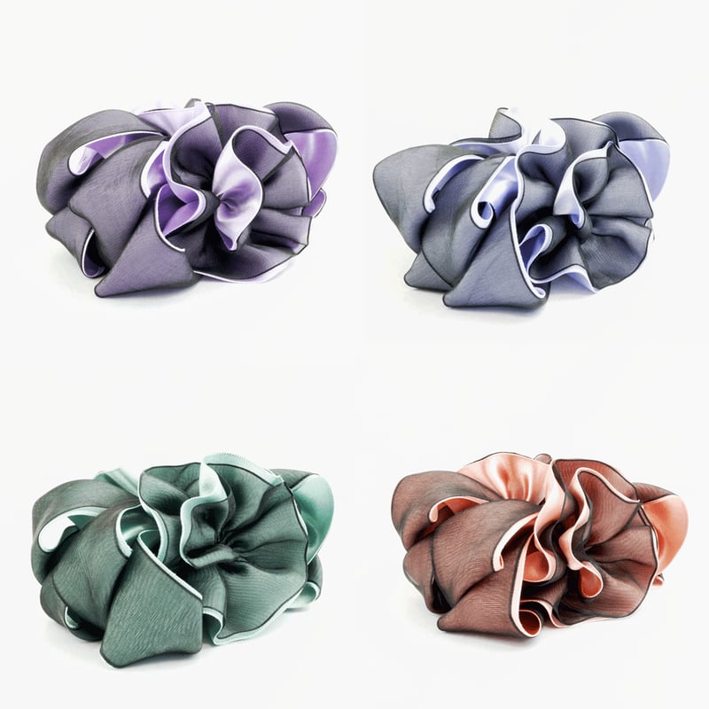 ボリューム リボン シフォン バナナクリップ レディース ヘアクリップ