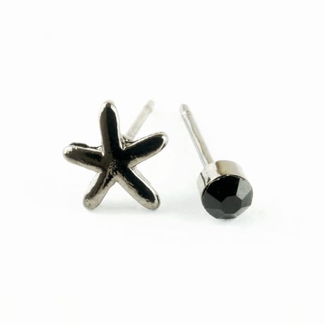 （4点セット）シースター スターフィッシュ ヒトデ キュービックジルコニア モチーフ スタッド ピアス メンズ レディース アクセサリー：PS160205