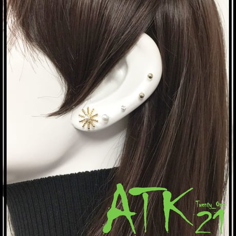 (7個セット）雪の結晶 パール 一粒ストーン シルバー ゴールド セットピアス  スタッドピアス レディース アクセサリー：PSS170806
