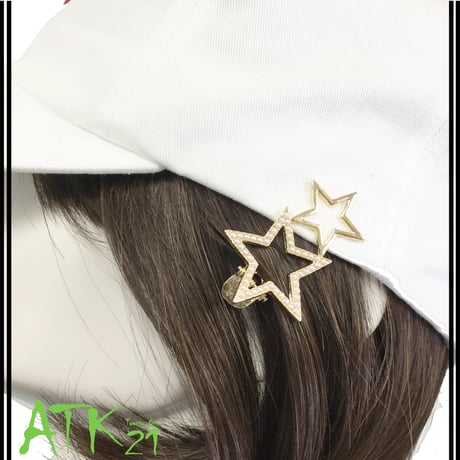 星 スターモチーフ パール ゴールド  ヘアクリップ ダッカール くちばしクリップ 上品 大人アクセ 簡単ヘアアレンジ レディース ヘアアクセサリー：HD171213